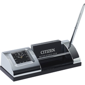 Citizen Executive Suite Black Crystal Desk Clock / Business Card Holder