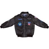Up and Away Toddler Boys WWII Bomber Jacket with 7 Patches and Airplane Zipper Pull
