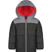 Carter's Infant Boys Solid Bubble Puffer Jacket with Fleece Lined Hood