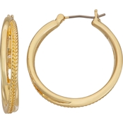 Napier Casual Goldtone Pear Threads Double Layer Hoop Earrings