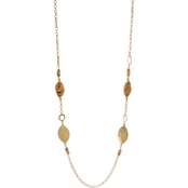 Carol Dauplaise 32 in. Necklace with Hammered Gold & Natural Cork Disc Station