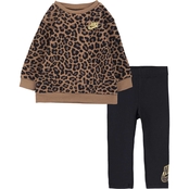 Nike Infant Girls Futura Leopard Fleece Crewneck and Leggings 2 pc. Set