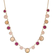 Napier Gold Tone Burgundy Pink Stone Collar Necklace