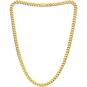 Inox18K Goldtone Miami Cuban Chain Necklace with Cubic Zirconia