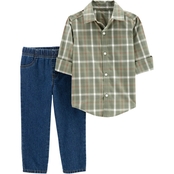 Carter's Toddler Boys Plaid Button Front Shirt and Pants 2 pc. Set