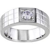 Sofia B. Men's Sterling Silver 1/3 ct. TGW Created White Sapphire Ring Size 13