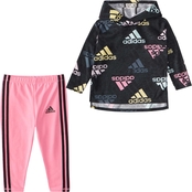 Adidas Infant Girls AOP Hooded Tee and Tights Set