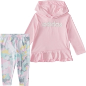 Adidas Infant Girls Curved Front Hooded Melange Top and Tights 2 pc. Set