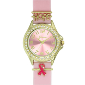 Pink Silicone Band Watch with Hope Charm Detail and Pink Ribbon Logo 3317