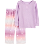 Carter's Toddler Girls Thermal and Fleece Pajamas 2 pc. Set