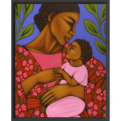 Inkstry African Mother and Baby Framed Canvas Giclee Wall Art