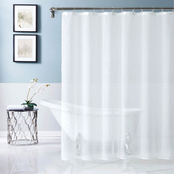 Dainty Home Sprinkles 3D Linen Textured Ribbon Embellished Lurex Shower Curtain