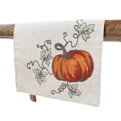 Manor Luxe Rustic Pumpkin Crewel Embroidered Fall Table Runner