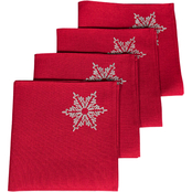 Manor Luxe Glisten Snowflake Embroidered Christmas Napkins 20 x 20 in., Set of 4
