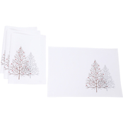 Manor Luxe Festive Trees Embroidered Christmas Placemats 14 x 20 Set of 4