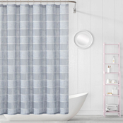Dainty Home Megan Linen Look 3D Chenille Stripe Design Shower Curtain