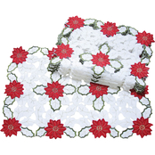 Manor Luxe Holiday Poinsettia Embroidered Cutwork 20 in. Placemats 4 pc. Set