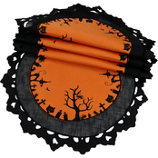Manor Luxe Hallows Eve Embroidered Cutwork 16 in. Round Placemats, Set of 4