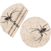 Manor Luxe Halloween Creepy Spiders Double Layer 16 in. Round Placemats, Set of 4