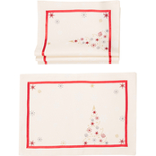 Manor Luxe Festive Christmas Tree Double Layer Placemats Set 4 pc.