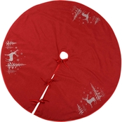 Manor Luxe Deer in Snowing Forest 56 in. Round Christmas Tree Skirt