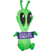 National Tree Company 84 in. Inflatable Halloween Alien with Sign