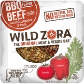Wild Zora Paleo Meat and Veggie Bars, BBQ Beef 25 ct. 1 oz. each