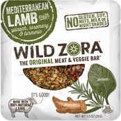 Wild Zora Paleo Meat and Veggie Bars, Mediterranean Lamb, 25 Packets, 1 oz. each