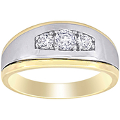 Sofia B. Men's 10K Two Tone Gold 5/8 ct. TGW Created White Sapphire 3 Stone Ring