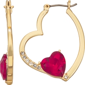 Napier Gold Tone Valentine's Heart Hoop Earrings