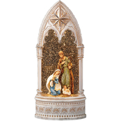 Roman 12 in. LED Swirl Church with Arch Holy Family