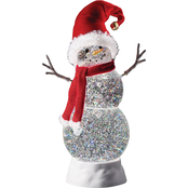 Roman 11.25 in. LED Swirl Snowman with Santa Hat Figurine