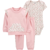 Carter's Infant Girls Pullover Cardigan, Bodysuit and Pants 3 pc. Set