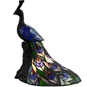 Galana Turquoise 15.5 in.  Peacock Tiffany Accent Lamp