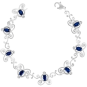 Disney Enchanted Sterling Silver Diamond & Created Sapphire Cinderella Bracelet
