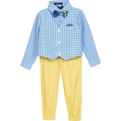 Happy Fella Toddler Boys Woven Vest, Shirt, Bowtie/Hanky, Pants 4 pc. Set