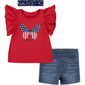 Levi's Toddler Girls Americana Tee and Shorts 3 pc. Set