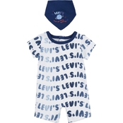 Levi's Infant Boys Logo Waves Romper with Bib Set