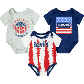Levi's Infant Boys Stars and Stripes Bodysuits 3 pk.
