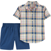 Carter's Toddler Boys Plaid Button Front Shirt and Shorts 2 pc. Set