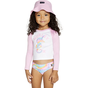 Hurley Infant Girls 3 pc. Seahorse Swim Set with Bucket Hat