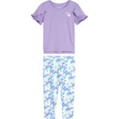 Pony Tails Little Girls Ruffle Sleeve Tee and Printed Capri Pants 2 pc. Set