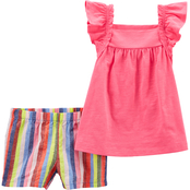 Carter's Infant Girls 2 pc. Pink Flutter Sleeve Top and Shorts Set