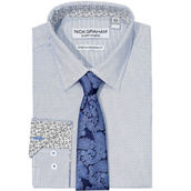 Nick Graham Long Sleeve T-Bone Neat Dress Shirt and Tie Set