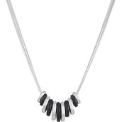 Napier 16 in. Silvertone and Jet Black Beaded Frontal Necklace