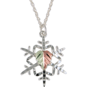 Black Hills Gold Sterling Silver and 12K Rose and Green Gold Leaf Snowflake Pendant