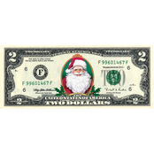 Merry Money Colorized Two Dollar Bill