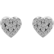 Sterling Silver 1/5 CTW Diamond Heart Earrings