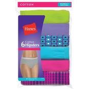 Hanes Cotton Assorted Hipsters, 6 Pk.