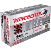 Winchester USA 9mm 124 Gr. Brass Enclosed Base Win Clean, 50 Rounds